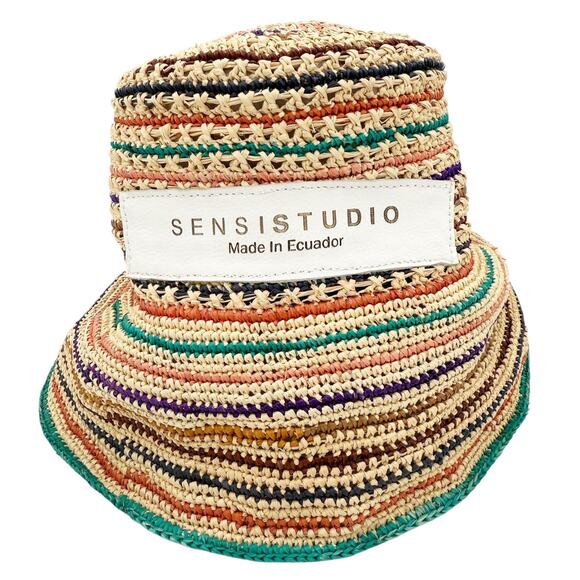 Sensi Studio Mediterranean Pop Trinado Straw Packable Bucket Sun Hat Medium - Picture 6 of 6